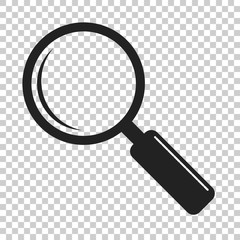 Loupe icon vector. Magnifier in flat style. Search sign concept.