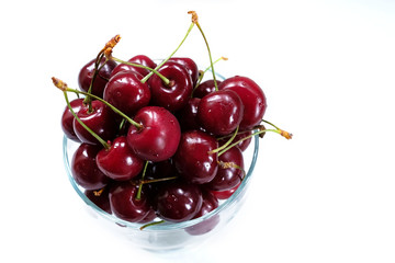 Much cherry on a white background