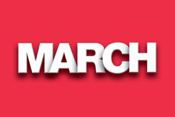 March Theme Word Art on Colorful Background