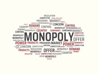 MONOPOLY - image with words associated with the topic MONOPOLY, word cloud, cube, letter, image, illustration