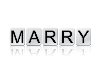 Marry Concept Tiled Word Isolated on White
