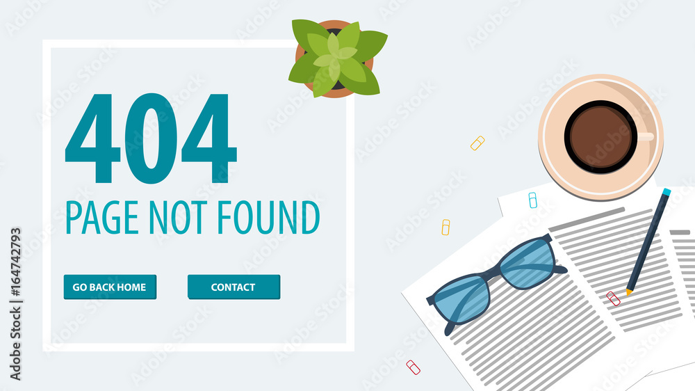Fototapete 404 error. page not found. ui ux template for website. vector illustration.