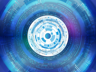 Abstract futuristic circuit board. Hi-tech digital communication concept on the blue background. Modern techno style. Vector illustration eps 10