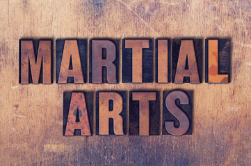 Marial Arts Theme Letterpress Word on Wood Background