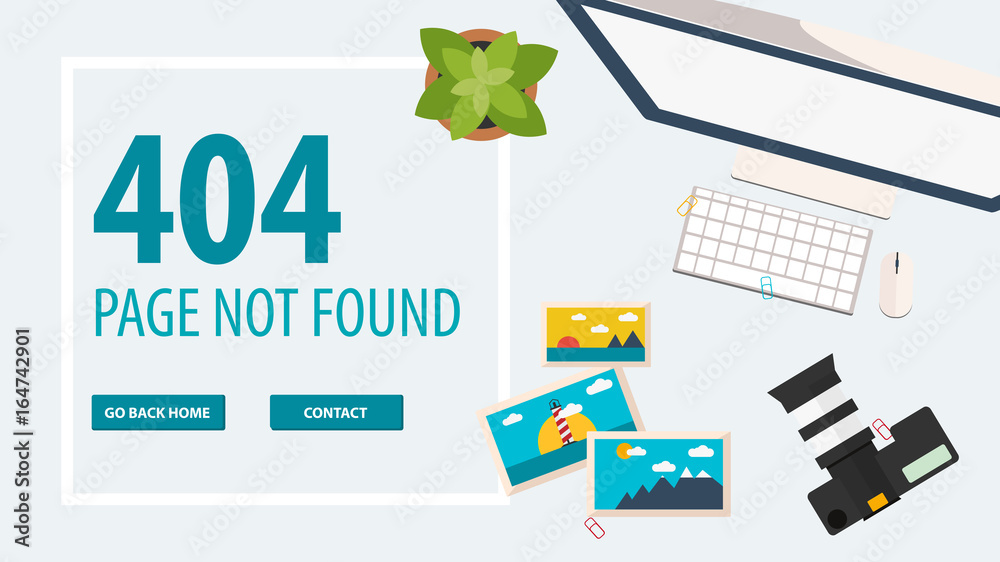 Fototapete 404 error. page not found. ui ux template for website. vector illustration.
