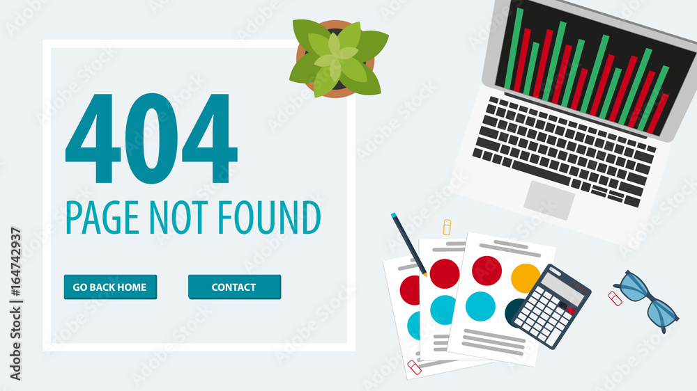 Fototapete 404 error. page not found. ui ux template for website. vector illustration.