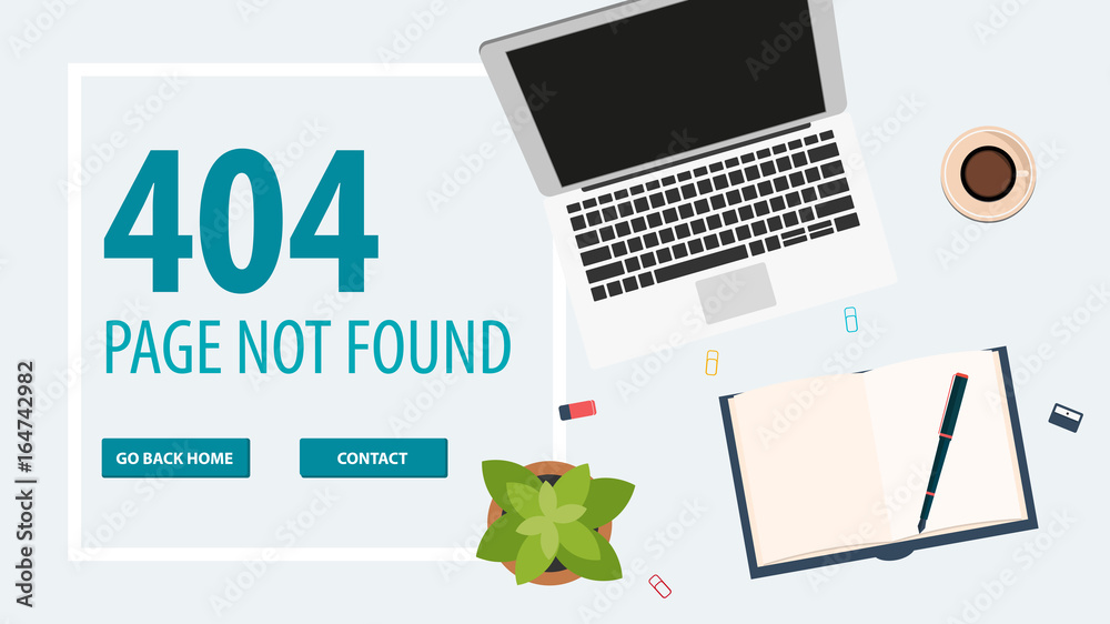Fototapete 404 error. page not found. ui ux template for website. vector illustration.