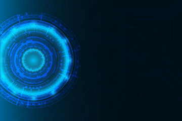 Blue tech circular Circuit sci technology background, vector illustration