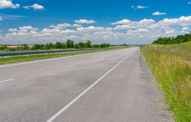 Summer landscape with new highway near Dnepropetrovsk city, Ukraine