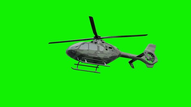The military helicopter on green