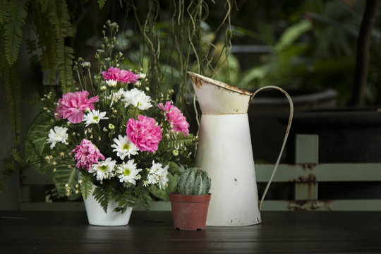 Still Life (Flower and vase background id the garden)