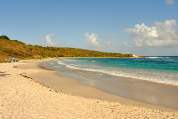 Fototapeta na wymiar Half Moon Bay beach in Antigua island in the Caribbean.