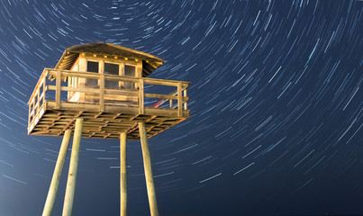 World War II Watch tower star trails
