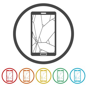 Broken Smart phone icons set - Illustration 