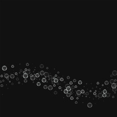 Soap bubbles. Bottom wave with soap bubbles on black background. Vector illustration.