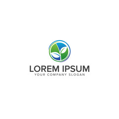 circular natural leaf icon logo design concept template