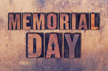 Memorial Day Theme Letterpress Word on Wood Background