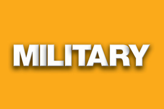 Military Theme Word Art on Colorful Background