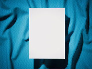 Blank white banner on a cloth. 3d rendering