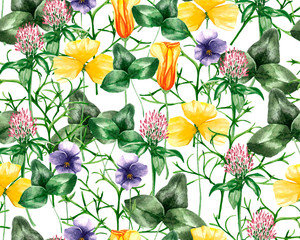 A Variety Of Flowers Watercolor