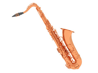Fototapeta na wymiar 3d illustration of a golden saxophone isolated on white background.