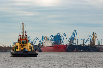 Tug ship in port