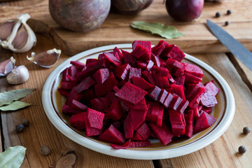 Sliced red beets - ingredients for beet kvass