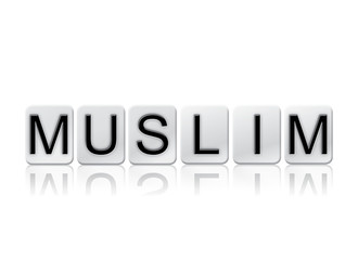 Muslim Concept Tiled Word Isolated on White