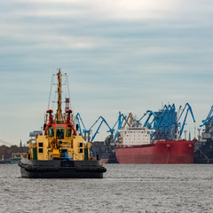 Tug ship in port