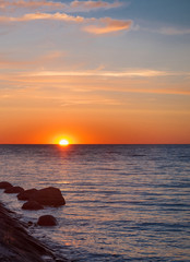 Fototapeta na wymiar Sunset sea. Sunrise and skyline