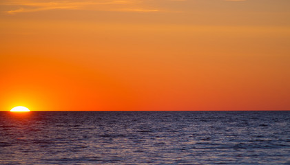 Sunset sea. Sunrise and skyline