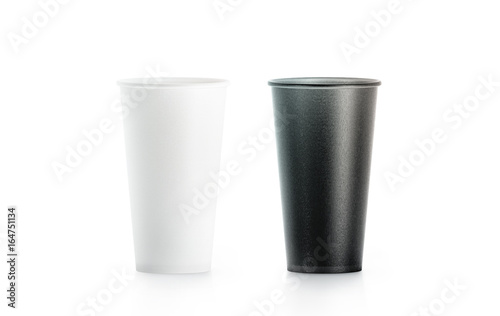 Download Blank Big Black And White Disposable Paper Cup Mock Up Isolated 3d Rendering Empty Polystyrene Coffee Drinking Mug Mockup Front View Clear Tea Take Away Plastic Package Cofe Branding Template Wall Mural Alexandr