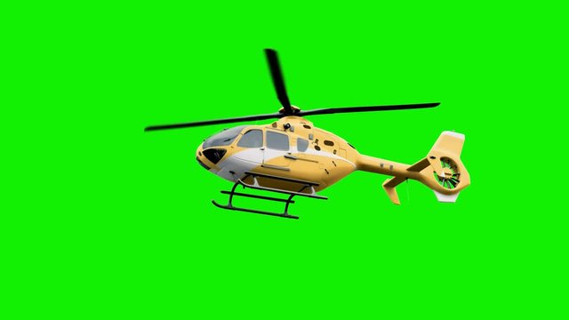 The Yellow helicopter on green