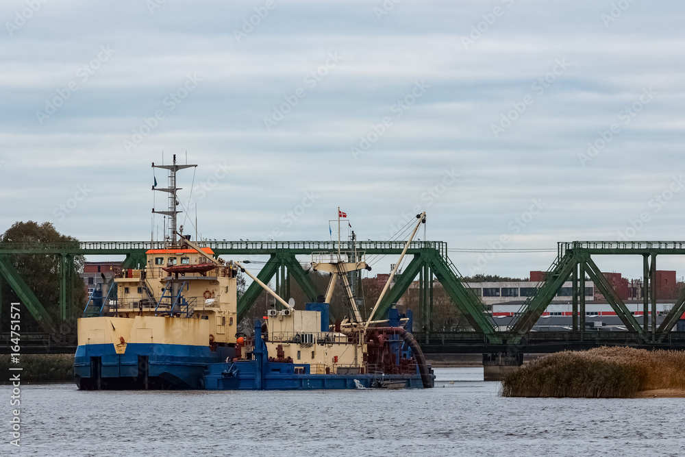 Sticker Blue cargo ship