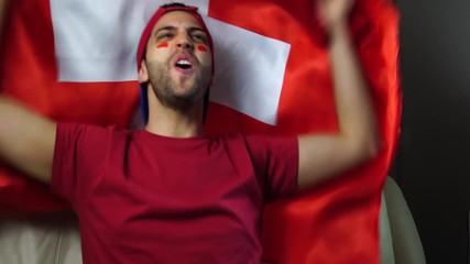 Swiss Guy Waving Switzerland Flag