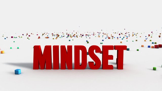 Positive Mindset Concept on White Background with Colorful Blocks