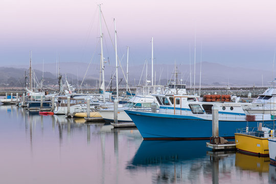 Fototapeta Pillar Point Harbor Dusk. Half Moon Bay, San Mateo County, California, USA.