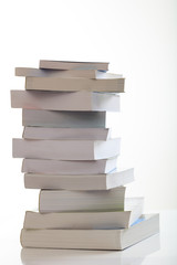 Books stack on white background