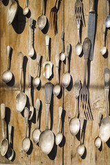 Old spoon and fork