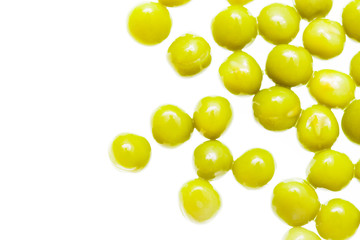 Pickled green peas isolated on white background