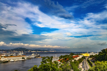 Italy. La Spezia, the capital city of the provinze of La Spezia. Gulf of La Spezia - military and commercial harbours