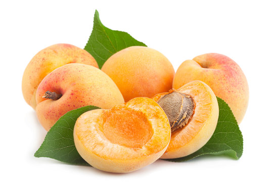 Apricot fruit closeup on white
