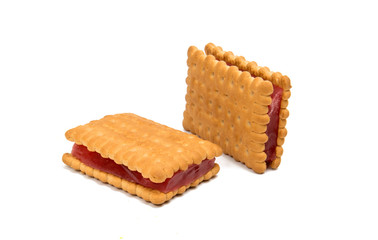 Sandwich cookies with jelly isolated