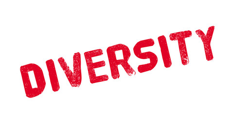 Diversity rubber stamp. Grunge design with dust scratches. Effects can be easily removed for a clean, crisp look. Color is easily changed.