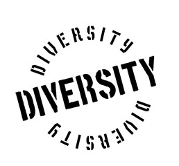 Diversity rubber stamp. Grunge design with dust scratches. Effects can be easily removed for a clean, crisp look. Color is easily changed.