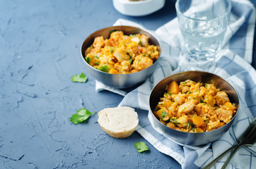 Pumpkin chicken cilantro rice