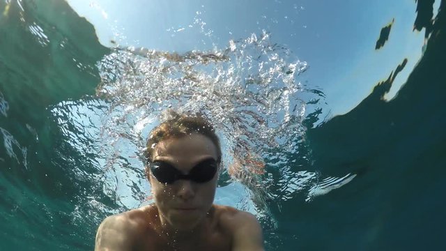 swimmer shoot himself at the camera