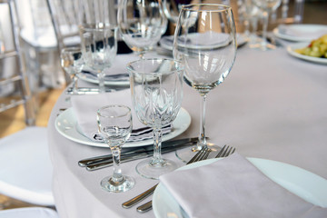 Serving festive dining events for consumers. Cutlery for people in the restaurant.