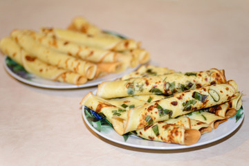 Pancakes with onions - a delicious fast breakfast