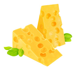 Piece of cheese isolated on white background